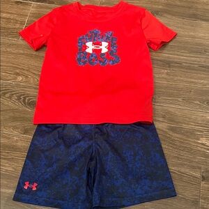 Under Armour Red Tee and Navy Shorts Set